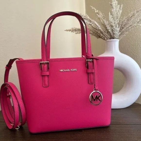 Michael Kors Handbags - Michael Kors Fushia Pink Jet Set XS Carryall Mini Tote Bag